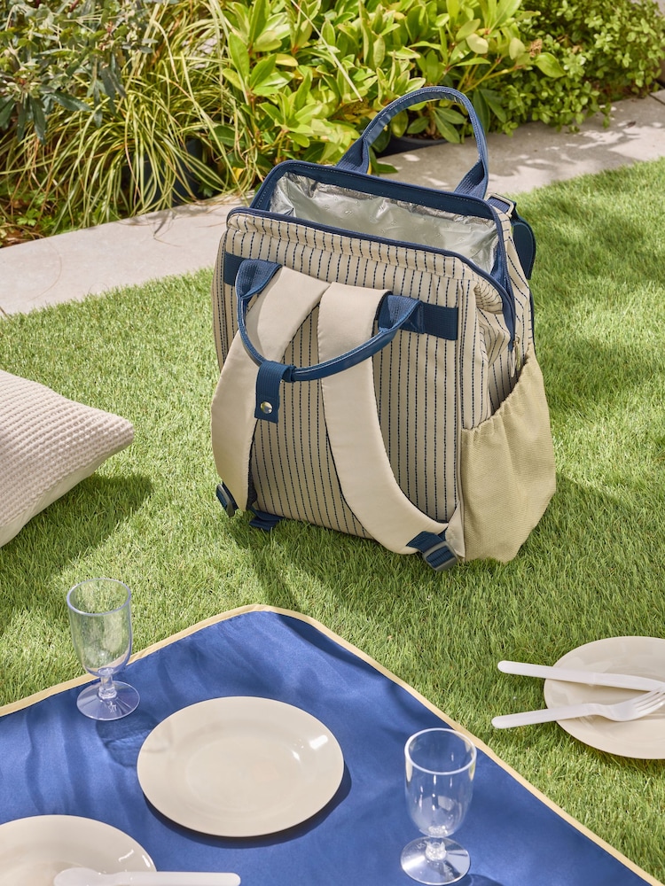 Blue/Neutral Mediterranean 4 Person Picnic Backpack - Image 2 of 5
