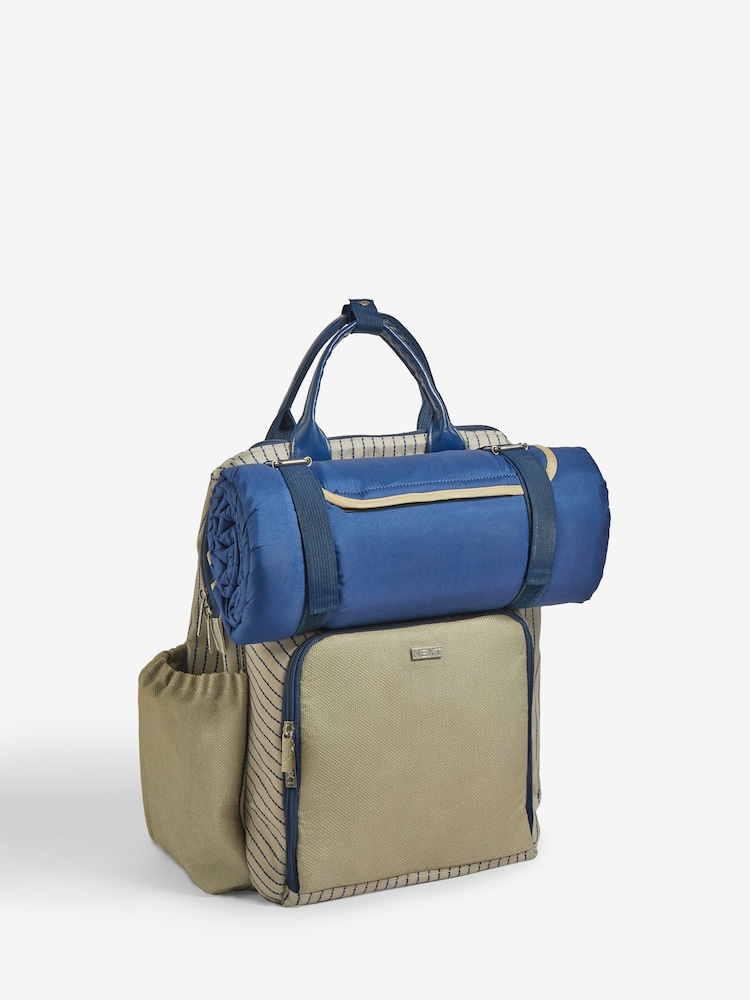 Blue/Neutral Mediterranean 4 Person Picnic Backpack - Image 4 of 5