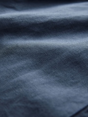 Blue Short Sleeve Linen Blend Embroidered Shirt With Cuban Collar - Image 7 of 7