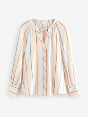 Ecru Stripe Tie Neck Long Sleeve Blouse - Image 5 of 7