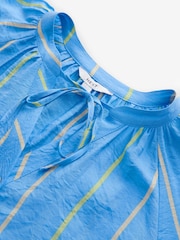 Blue Stripe Tie Neck Long Sleeve Blouse - Image 8 of 9