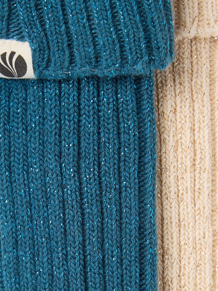 FatFace Natural Knee Socks 2 Pack - Image 2 of 2