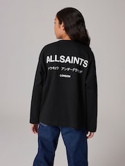 أسود - smALLSAINTS Oversized 100% Cotton Underground Long Sleeve Crew T-Shirt - صورة 2 من 7