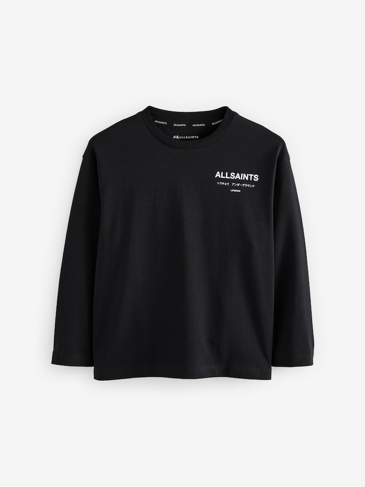 smALLSAINTS Black Oversized 100% Cotton Underground Long Sleeve Crew T-Shirt - Image 4 of 7