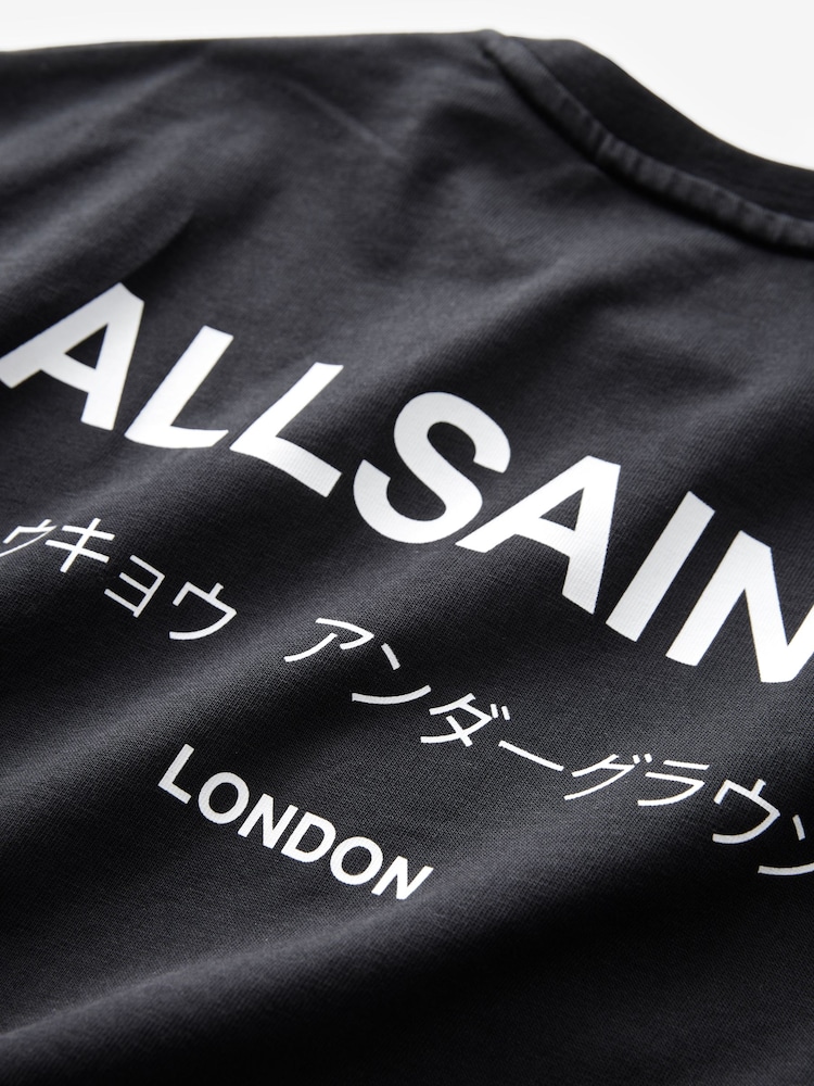 أسود - smALLSAINTS Oversized 100% Cotton Underground Long Sleeve Crew T-Shirt - صورة 7 من 7