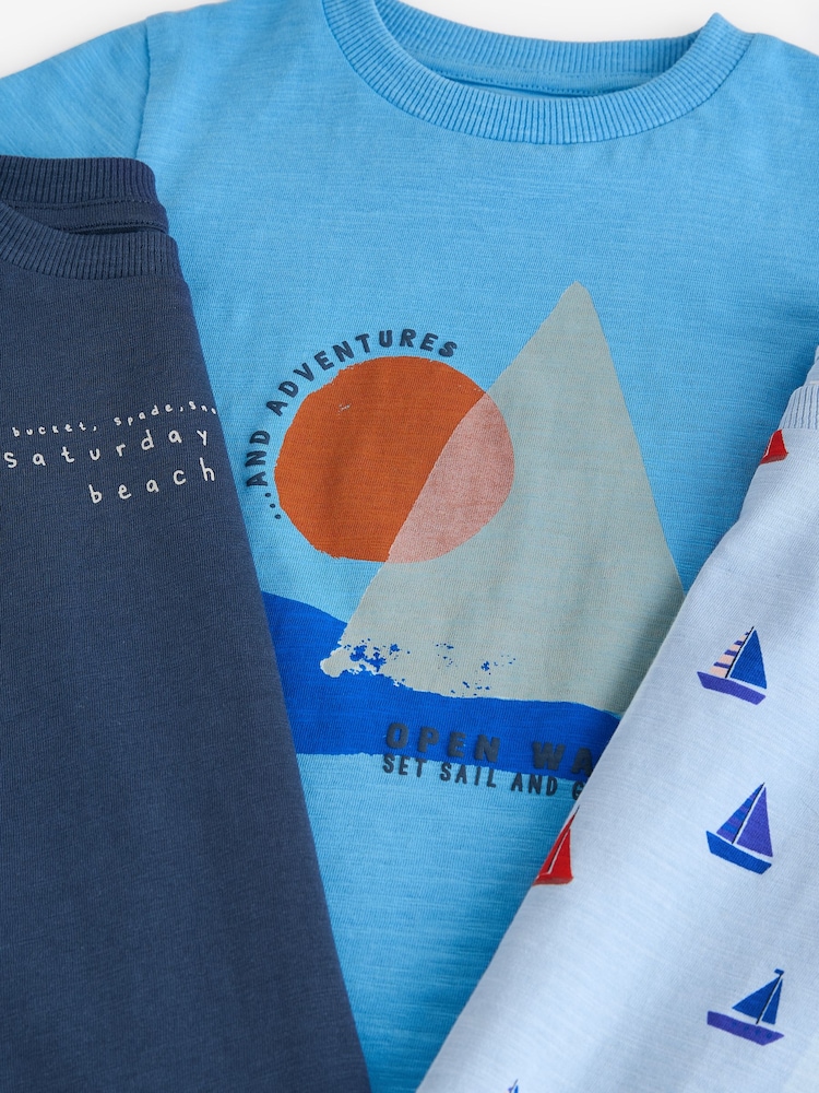 Blue Boats Short Sleeve T-Shirts 3 Pack (3mths-7yrs) - Image 7 of 7 Blue Boats Short Sleeve T-Shirts 3 Pack (3mths-7yrs) - Image 7 of 7