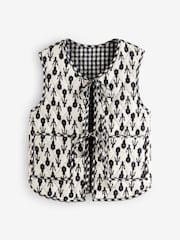 Black Gingham Padded Reversible Tie Front 100% Cotton Gilet - Image 6 of 9