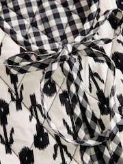 Black Gingham Padded Reversible Tie Front 100% Cotton Gilet - Image 8 of 9