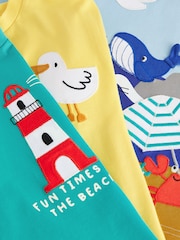 Blue/Yellow Seaside Short Sleeve Appliqué T-Shirts 3 Pack (3mths-7yrs) - Image 3 of 3