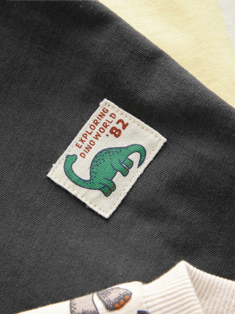 Monochrome/ Jaune Dinosaur - T-shirt Manches courtes 3 Pack (3mois-7ans) - Image 3 of 5