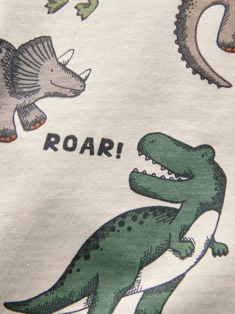 Monochrome/ Jaune Dinosaur - T-shirt Manches courtes 3 Pack (3mois-7ans) - Image 4 of 5