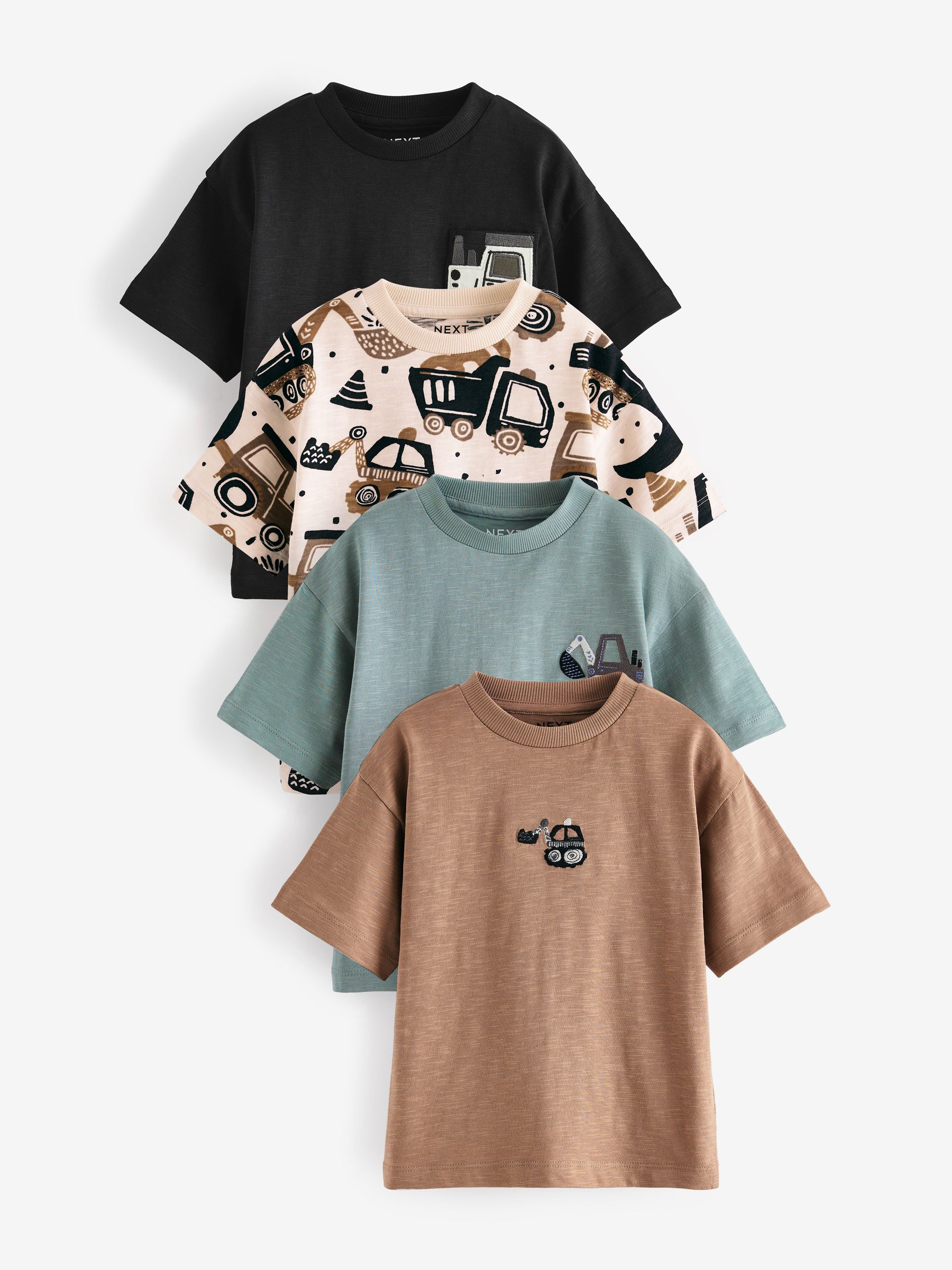 特価ブランド Buy (3mths-7yrs Pack 4 T-Shirts Sleeve Short Black/White トップス