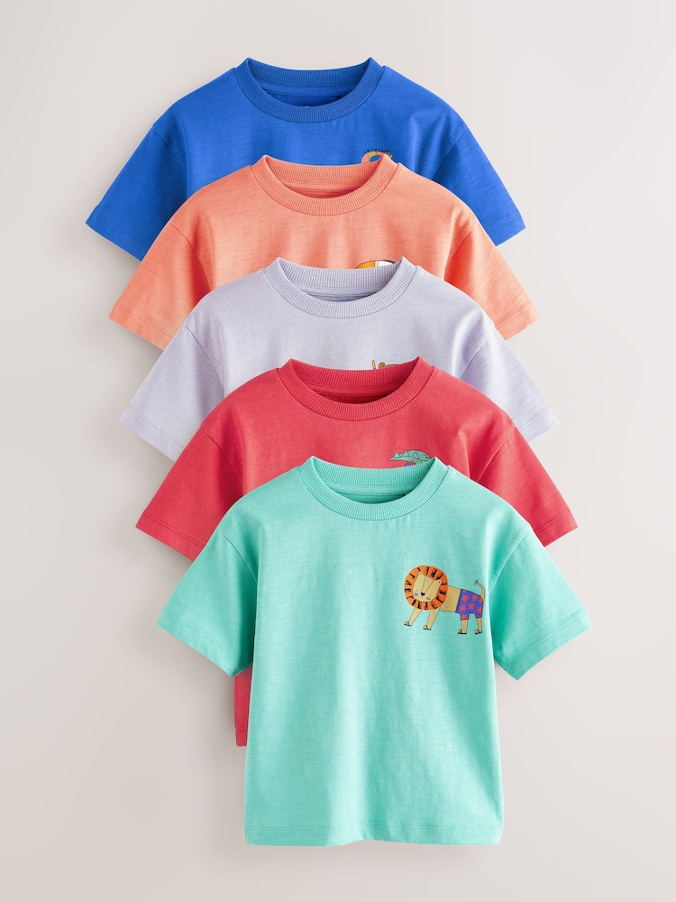 Multi Short Sleeve T-Shirts 5 Pack (3mths-7yrs) - Image 1 of 3 Multi Short Sleeve T-Shirts 5 Pack (3mths-7yrs) - Image 1 of 3