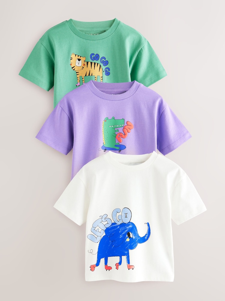 Multi colour Animals - Kurzärmelige T-Shirts, 3er-Pack (3 Monate–7 Jahre) - Bild 1 von 3