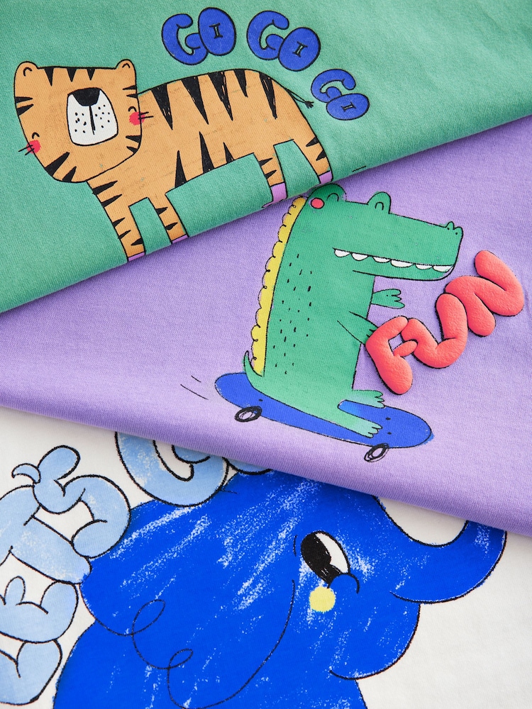 Multi colour Animals - Kurzärmelige T-Shirts, 3er-Pack (3 Monate–7 Jahre) - Bild 2 von 3