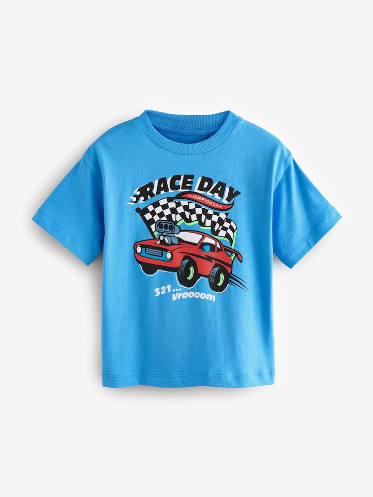 Blue/Black Short Sleeve T-Shirts 3 Pack (3mths-7yrs) - Image 2 of 7