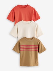 Rot/Hellbraun, Streifen - Kurzärmelige T-Shirts, 3er-Pack (3 Monate–7 Jahre) - Bild 1 von 7