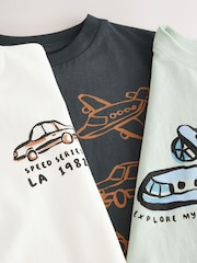 Schwarz/Weiß mit Fahrzeugmotiven - Kurzärmelige T-Shirts, 3er-Pack (3 Monate–7 Jahre) - Bild 6 von 6