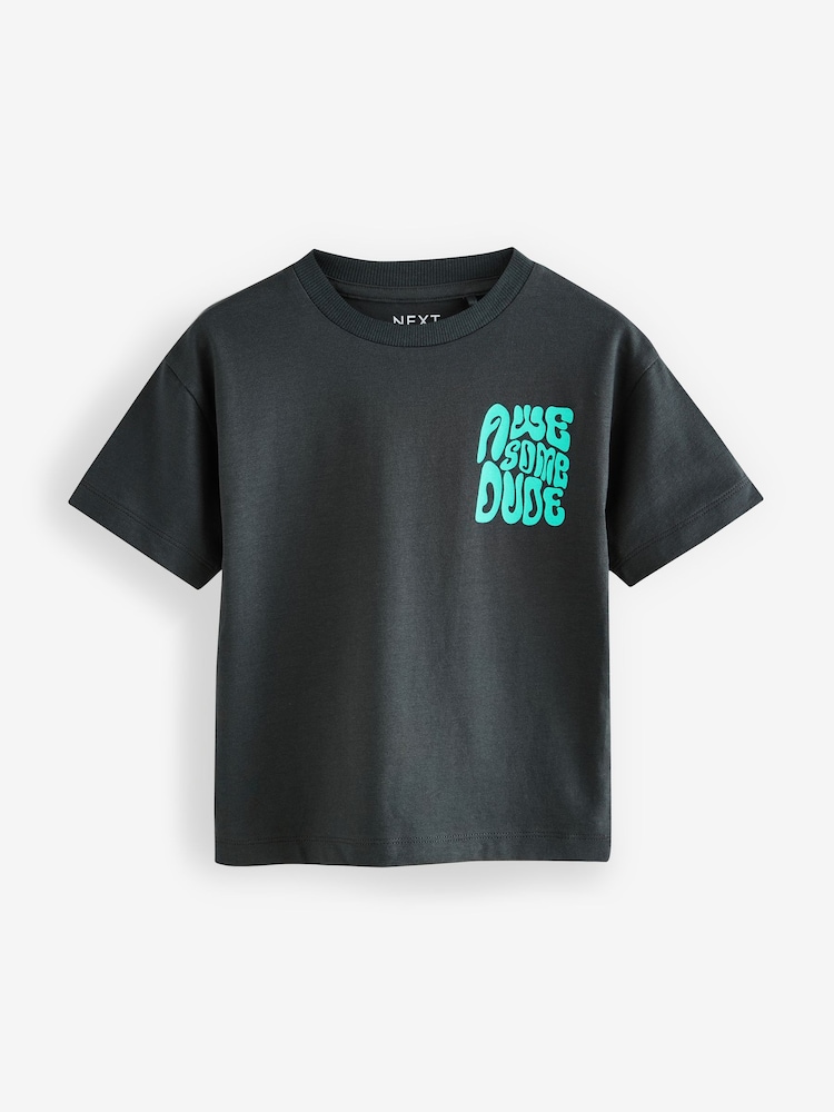 Multi Slogan Short Sleeve T-Shirts 4 Pack (3mths-7yrs) - Image 4 of 8