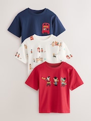 Navy London Short Sleeve Appliqué T-Shirts 3 Pack (3mths-7yrs) - Image 1 of 4