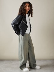 Reiss Green Lizzie 13-14 yrs Acid Wash Wide Leg Jeans - Image 2 of 4
