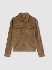 Reiss Taupe Brown Weir Cotton-Blend Velvet Jacket - Image 2 of 6