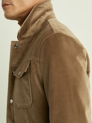 Reiss Taupe Brown Weir Cotton-Blend Velvet Jacket - Image 3 of 6