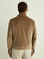 Reiss Taupe Brown Weir Cotton-Blend Velvet Jacket - Image 5 of 6
