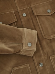 Reiss Taupe Brown Weir Cotton-Blend Velvet Jacket - Image 6 of 6