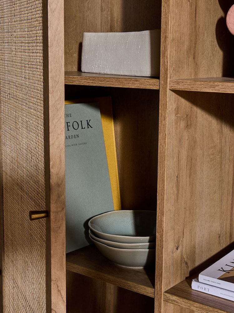MADE.COM Oak Effect Pavia Rattan Bookcase - Image 2 of 5