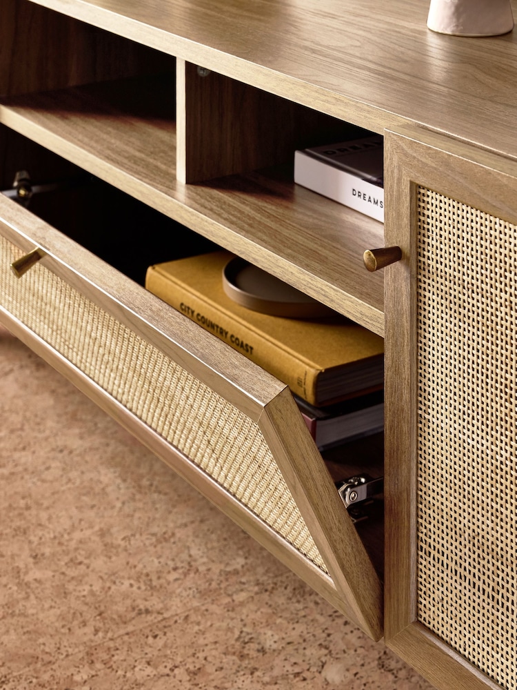 MADE.COM Oak Effect Pavia Rattan Superwide Up to 50 Inch TV Unit - Image 2 of 5
