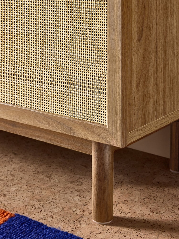 MADE.COM Oak Effect Pavia Rattan Superwide Up to 50 Inch TV Unit - Image 3 of 5