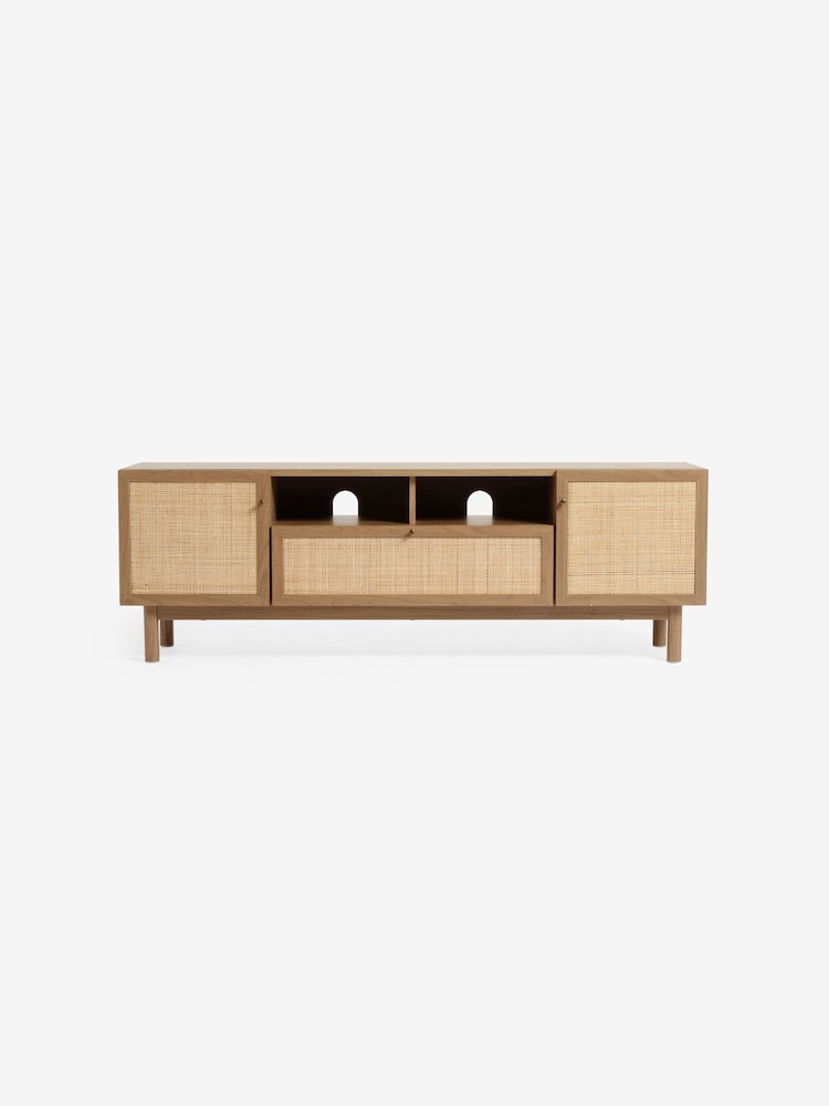 MADE.COM Oak Effect Pavia Rattan Superwide Up to 50 Inch TV Unit - Image 5 of 5