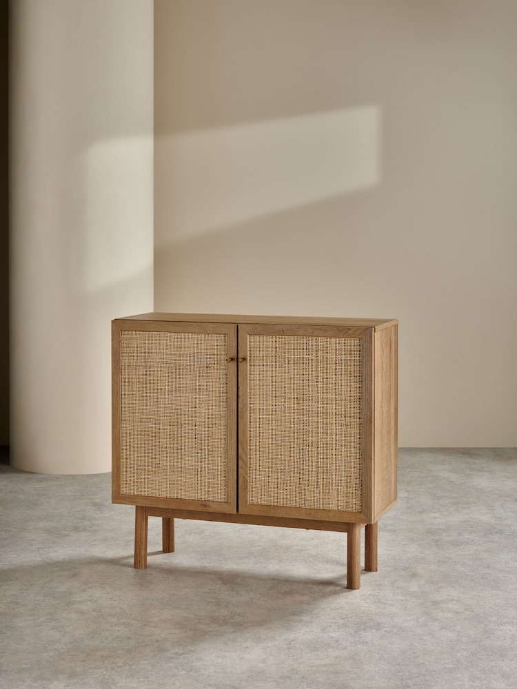 MADE.COM Oak Effect Pavia Rattan Small Sideboard - Image 2 of 4