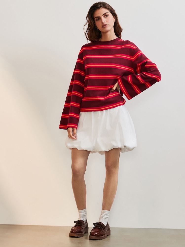 Pink/Orange 100% Cotton Long Sleeve Stripe T-Shirt - Image 2 of 8