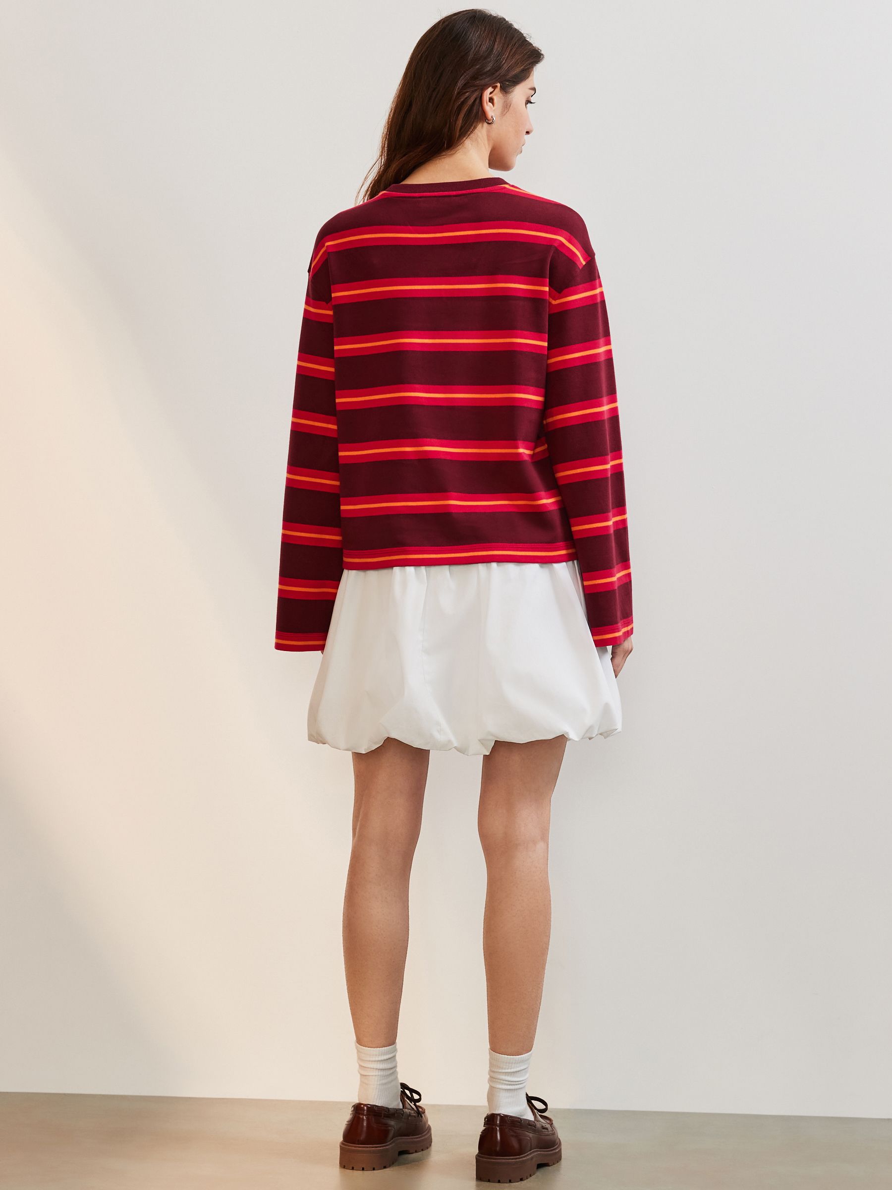 Buy Pink/Orange 100% Cotton Long Sleeve Stripe T-Shirt from