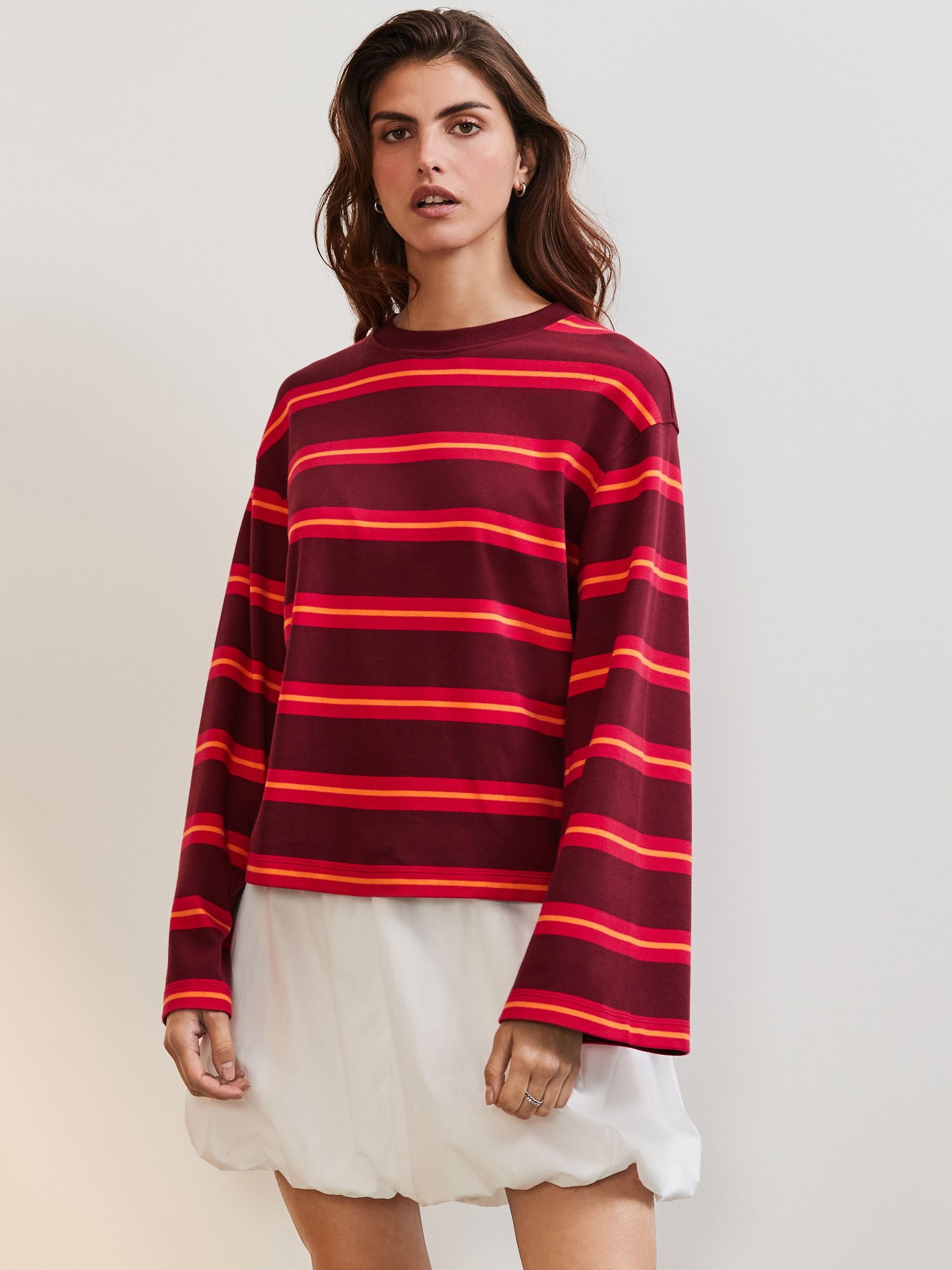 Buy Pink/Orange 100% Cotton Long Sleeve Stripe T-Shirt from Next USA