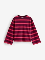 Pink/Orange 100% Cotton Long Sleeve Stripe T-Shirt - Image 6 of 8