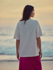 White Pure 100% Cotton Artist Editions | Frankie Thorp X Next Painted Spicy Margarita Oversize Short Sleeve T-Shirt - Image 6 of 7