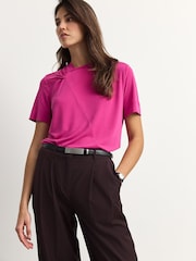 Pink Twist Detail Premium Polymodal T-Shirt - Image 1 of 7