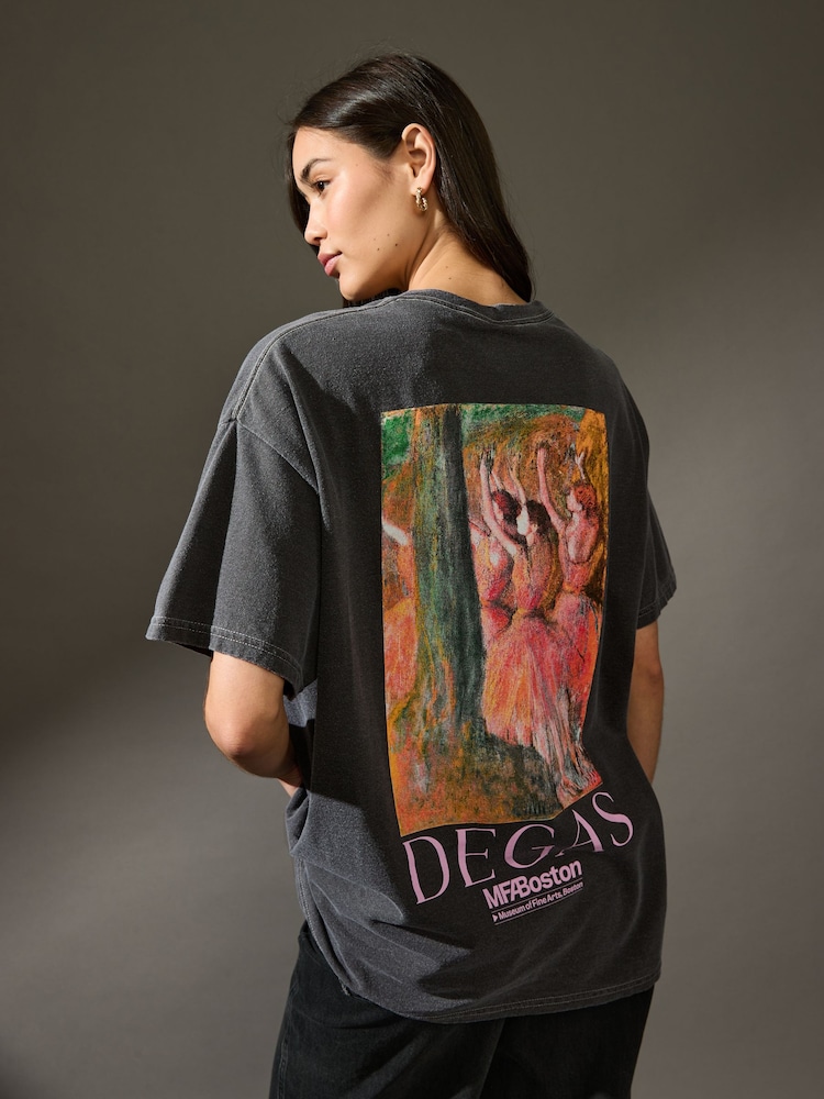 Gris de charbon de bois - T-shirt Offical License Edgar Degas Graphic Sleeve Courts  100% coton - Image 1 of 7