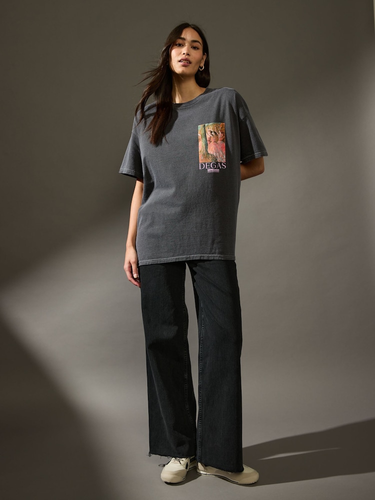 Gris de charbon de bois - T-shirt Offical License Edgar Degas Graphic Sleeve Courts  100% coton - Image 2 of 7