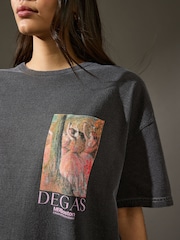 Gris de charbon de bois - T-shirt Offical License Edgar Degas Graphic Sleeve Courts  100% coton - Image 4 of 7