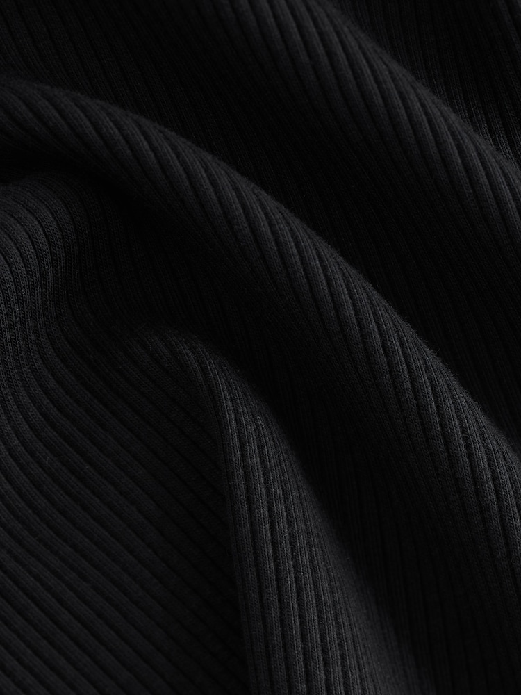 Black Long Sleeve Ribbed V-Neck Top - Image 7 of 7