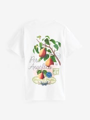 Ecru White Oversized Fruit Graphic Print Embroidered Short Sleeved 100% Cotton T-Shirt - Image 5 of 6