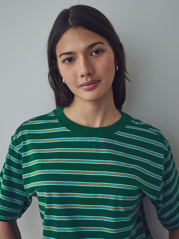 Blue/Green Short Sleeve Crew Neck 100% Cotton T-Shirt - Image 4 of 7