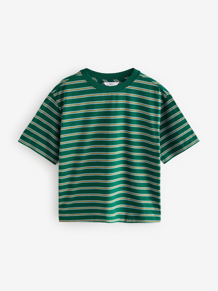 Blue/Green Short Sleeve Crew Neck 100% Cotton T-Shirt - Image 5 of 7