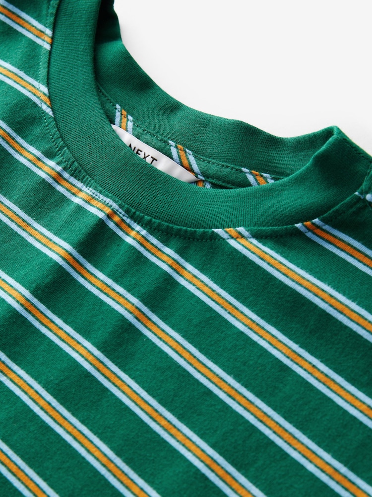 Blue/Green Short Sleeve Crew Neck 100% Cotton T-Shirt - Image 6 of 7