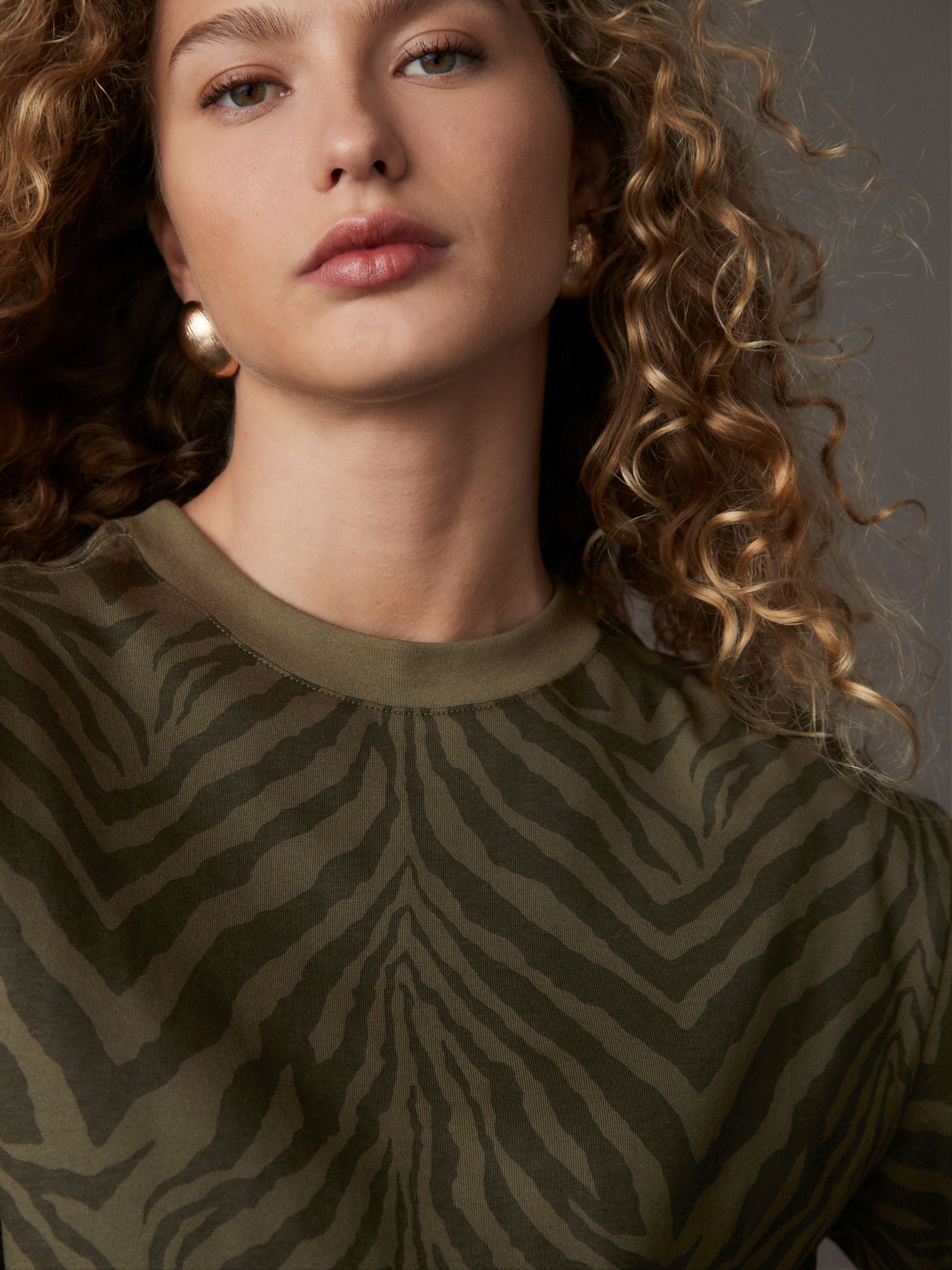 Buy Zebra Print Short Sleeve Crew Neck 100% Cotton T-Shirt