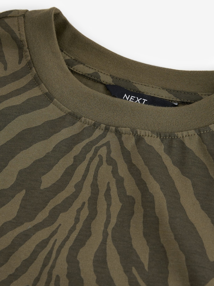 Zebra-Print - Short Sleeve Crew Neck 100% Cotton T-Shirt - Bild 6 von 6 Zebra-Print - Short Sleeve Crew Neck 100% Cotton T-Shirt - Bild 6 von 6